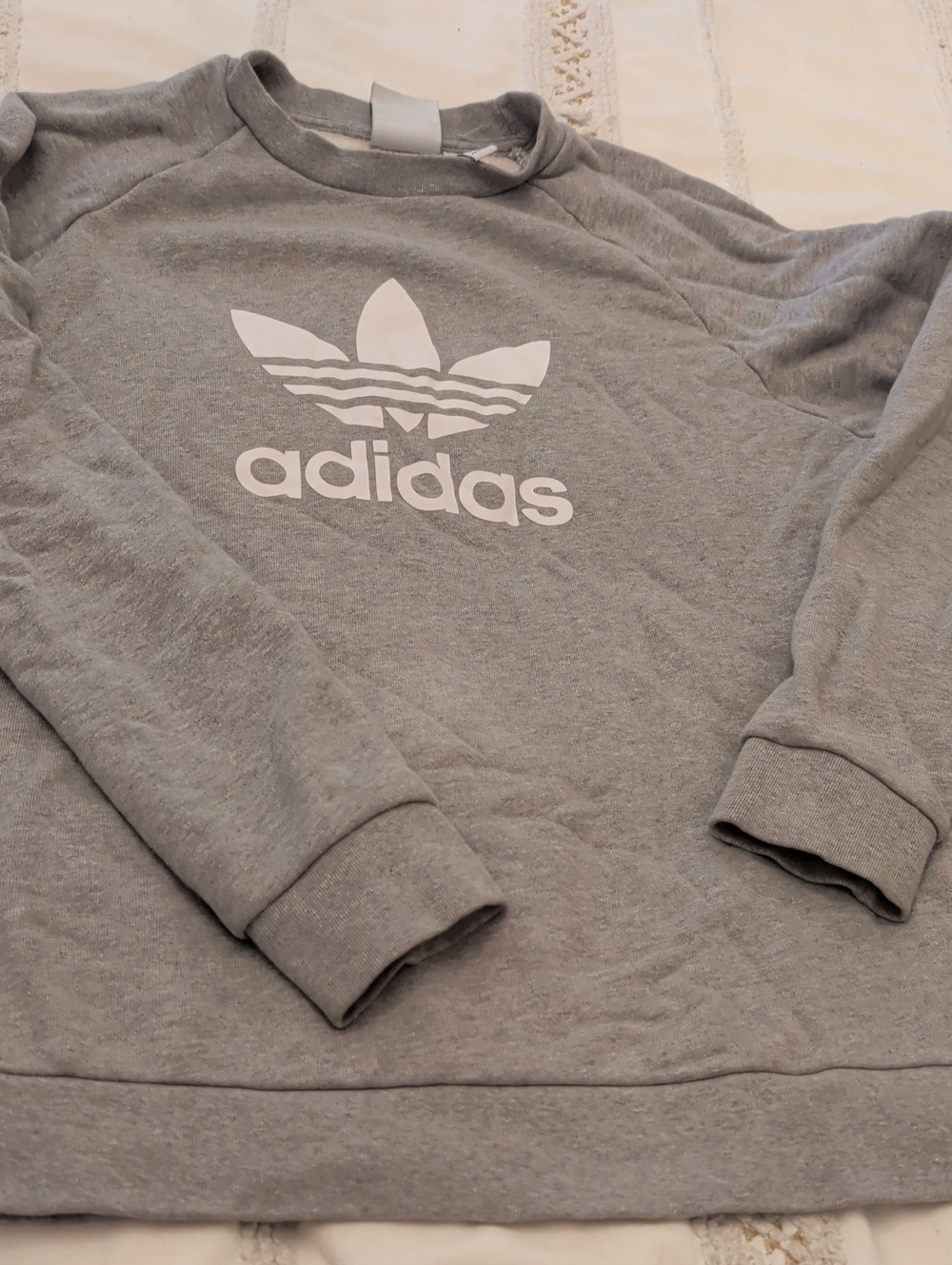 adidas Gray Crewneck Sweatshirt with White Trefoil